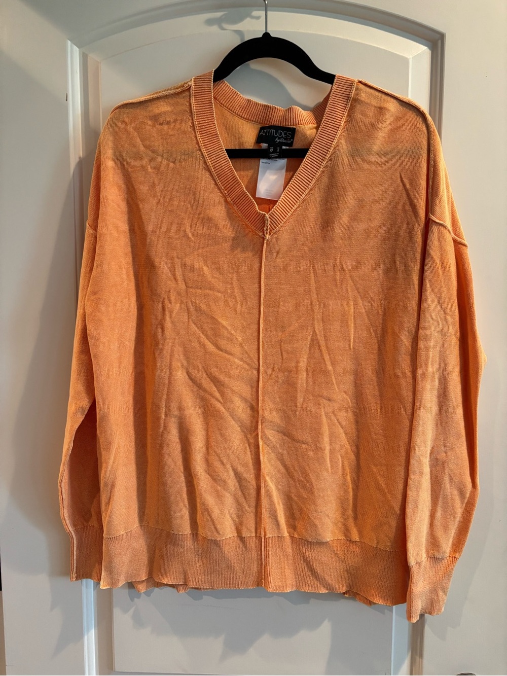 Attitudes by Renee Peach V-Neck Lightweight Knit Sweater